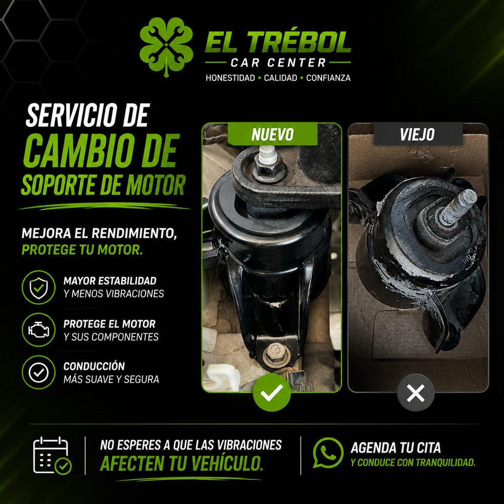 Cambio de soporte de motor — pieza nueva contra pieza desgastada