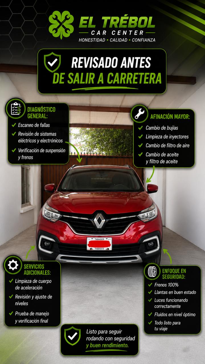 Revisión general y afinación mayor antes de salir a carretera en Renault